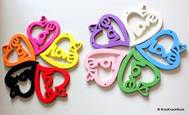 1 x Blue Love Heart Wood Bead 70mm